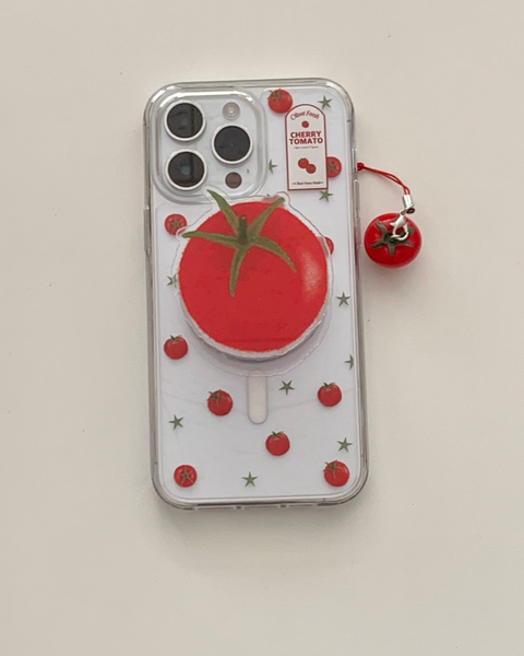 [OLIVET] Cherry Tomato Patten Clear Phone Case (MagSafe / Jelly)