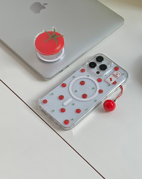 [OLIVET] Cherry Tomato Patten Clear Phone Case (MagSafe / Jelly)
