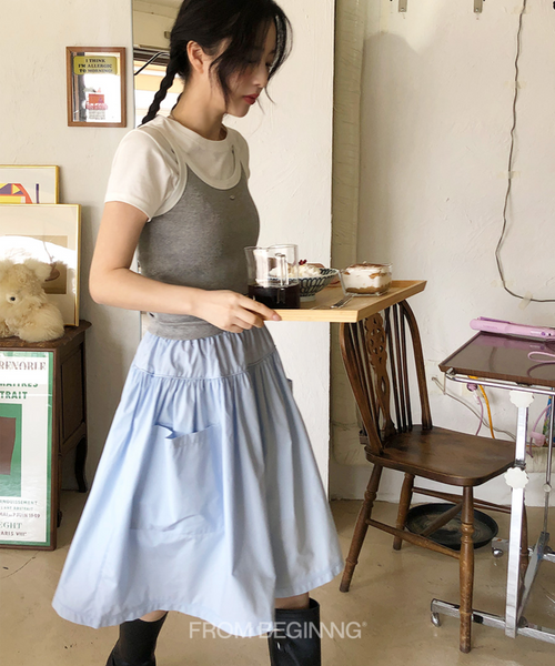 [FROM BEGINNING] Label Banding Midi Skirt