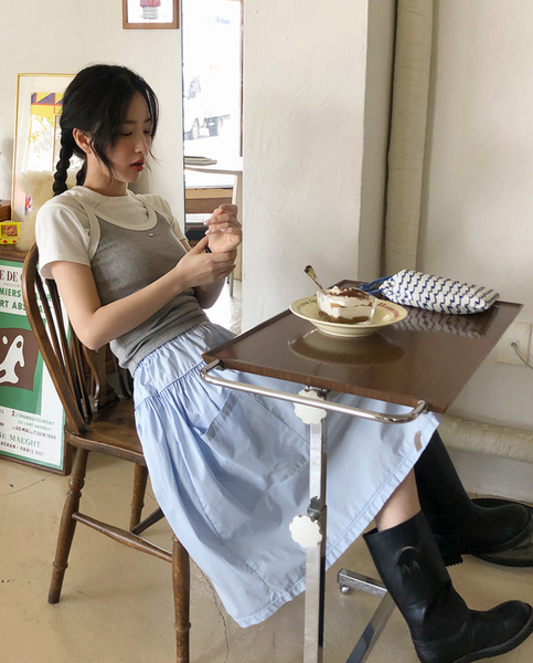 [FROM BEGINNING] Label Banding Midi Skirt