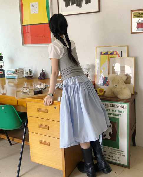 [FROM BEGINNING] Label Banding Midi Skirt