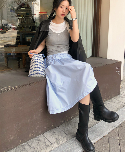 [FROM BEGINNING] Label Banding Midi Skirt