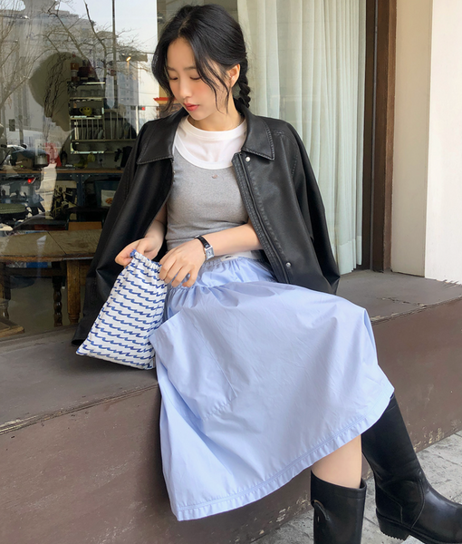 [FROM BEGINNING] Label Banding Midi Skirt