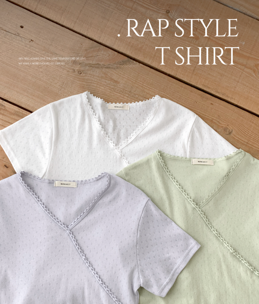 [98°C] Dart Lace Wrap T-shirt