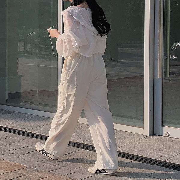 [CREAM CHEESE] Nylon Two-way String Jogger Pants