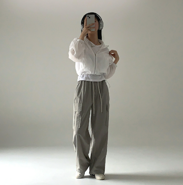 [CREAM CHEESE] Nylon Two-way String Jogger Pants