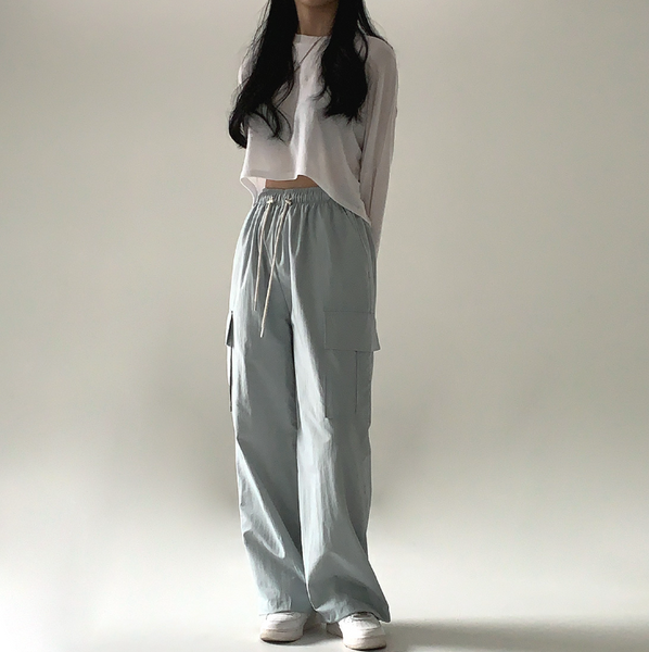 [CREAM CHEESE] Nylon Two-way String Jogger Pants