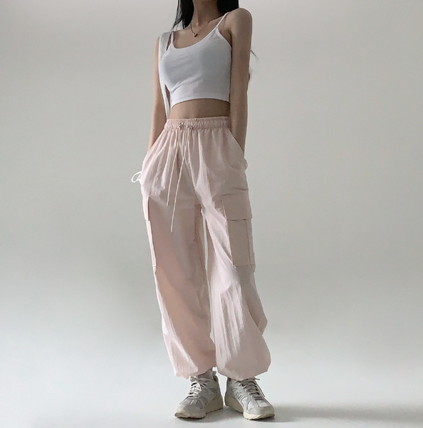 [CREAM CHEESE] Nylon Two-way String Jogger Pants