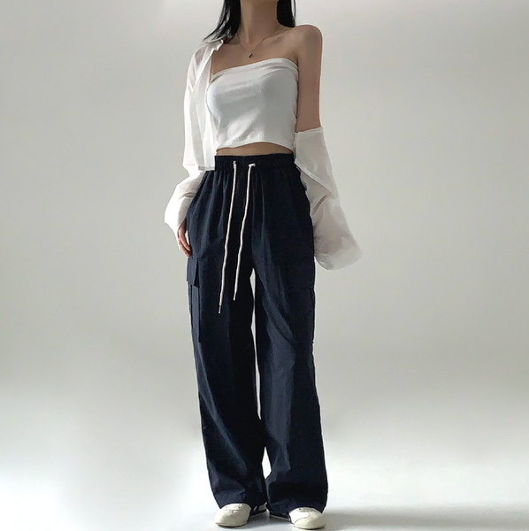 [CREAM CHEESE] Nylon Two-way String Jogger Pants