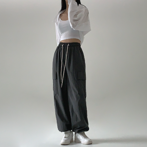 [CREAM CHEESE] Nylon Two-way String Jogger Pants