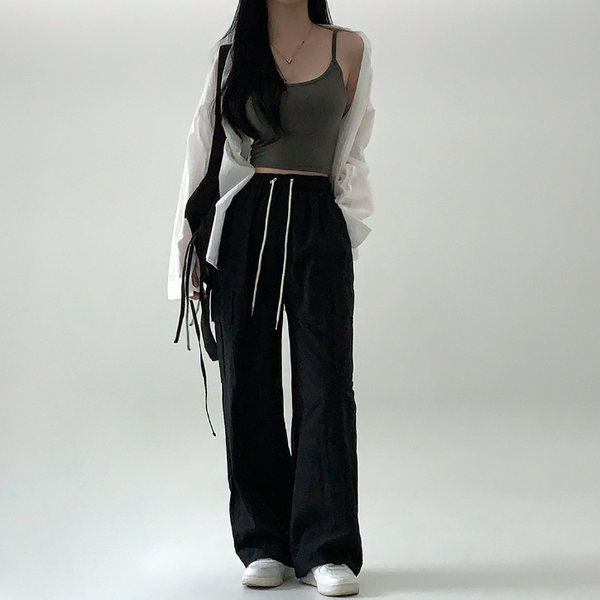 [CREAM CHEESE] Nylon Two-way String Jogger Pants