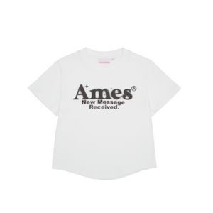 [Ames] ROUND HEM CROP TEE WHITE