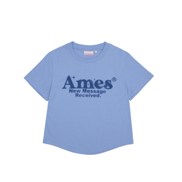 [Ames] ROUND HEM CROP TEE BLUE