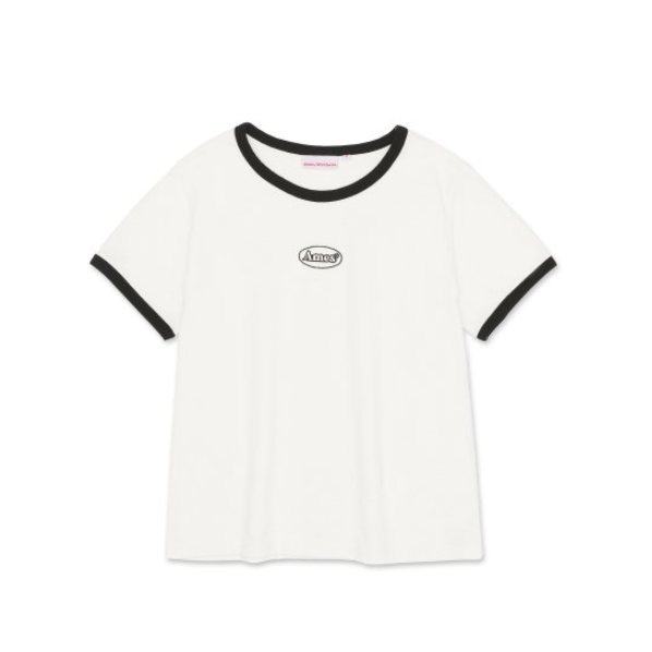 [Ames] SYMBOL LOGO EMBROIDERED CROP TEE WHITE