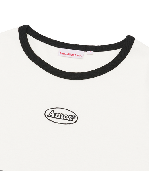 [Ames] SYMBOL LOGO EMBROIDERED CROP TEE WHITE