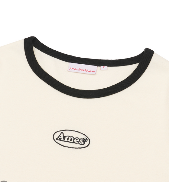 [Ames] SYMBOL LOGO EMBROIDERED CROP TEE CREAM