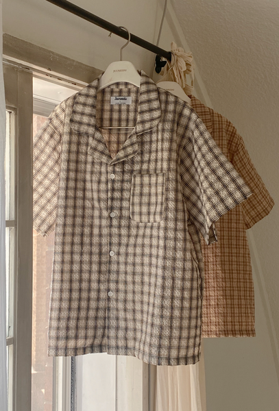 [Juuneedu] Salt Tartan Check Short Sleeve Pyjama Set