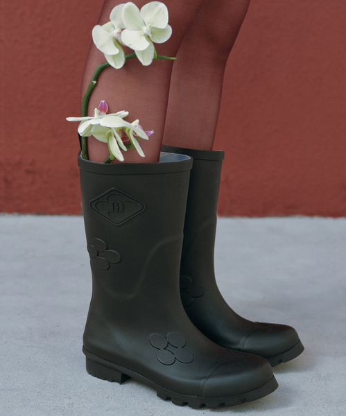 [Rockfish Weatherwear] [X MINJUKIM] FLORAL PATCH RAINBOOTS SHORT