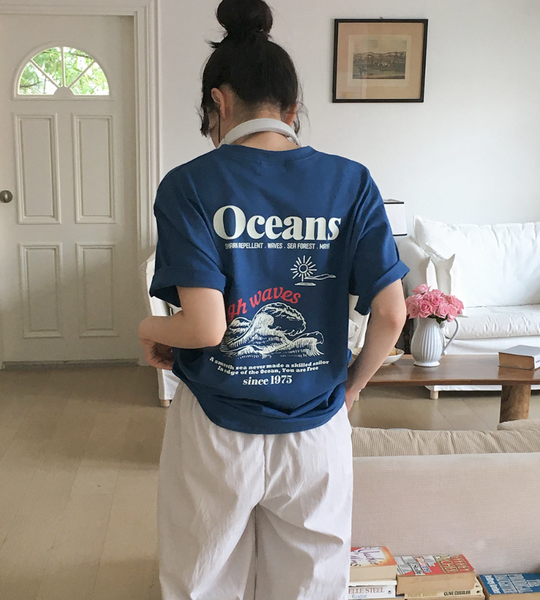 [SLOWAND] Ocean Printed T-Shirt