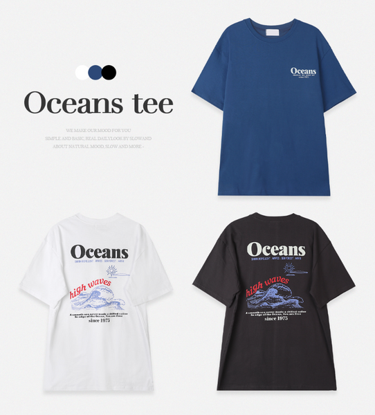 [SLOWAND] Ocean Printed T-Shirt