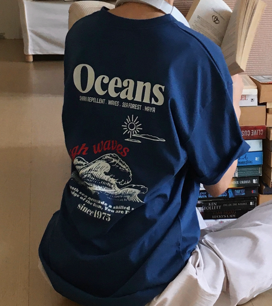 [SLOWAND] Ocean Printed T-Shirt