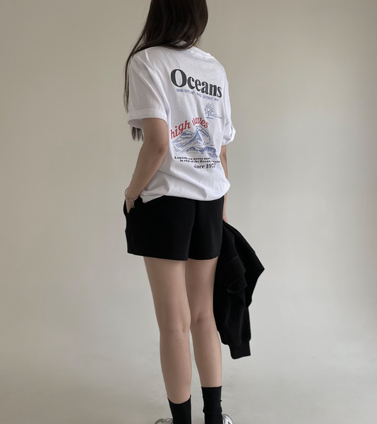 [SLOWAND] Ocean Printed T-Shirt