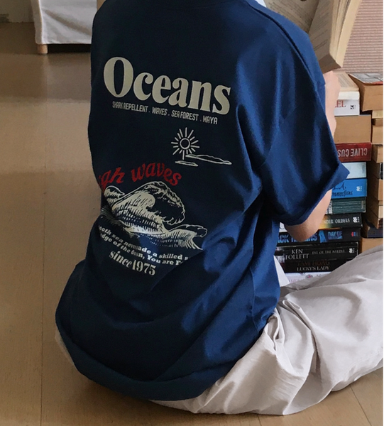 [SLOWAND] Ocean Printed T-Shirt