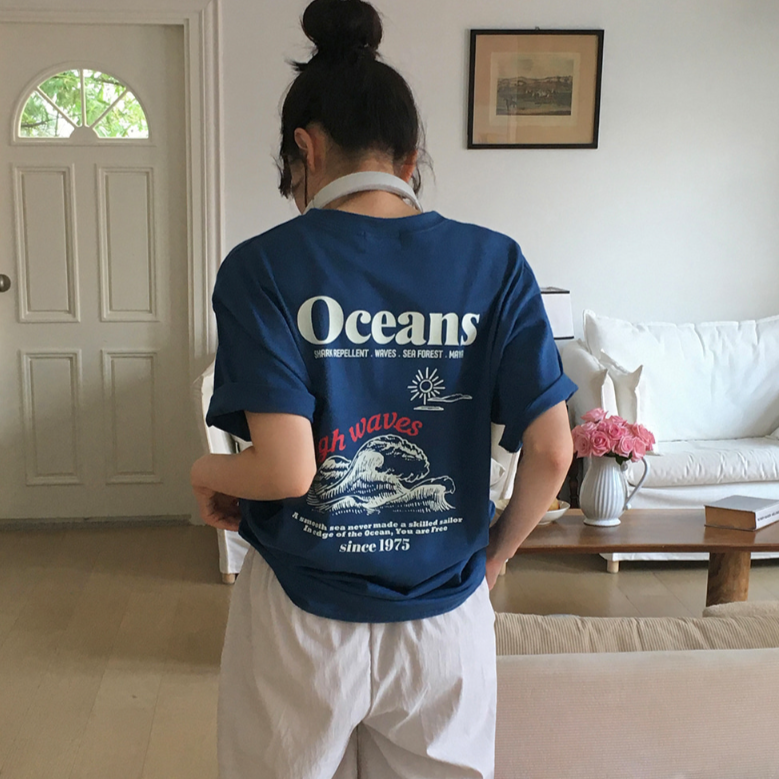 [SLOWAND] Ocean Printed T-Shirt