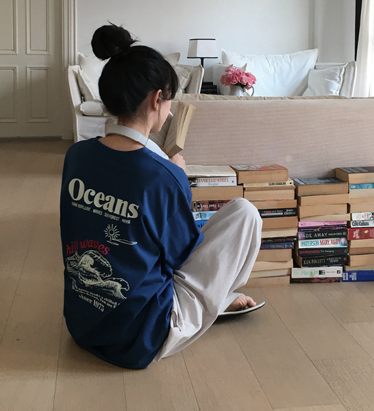 [SLOWAND] Ocean Printed T-Shirt