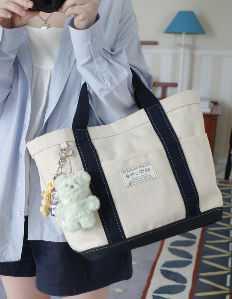 [OLIVET] Happy Things For You Tote Bag (Navy)