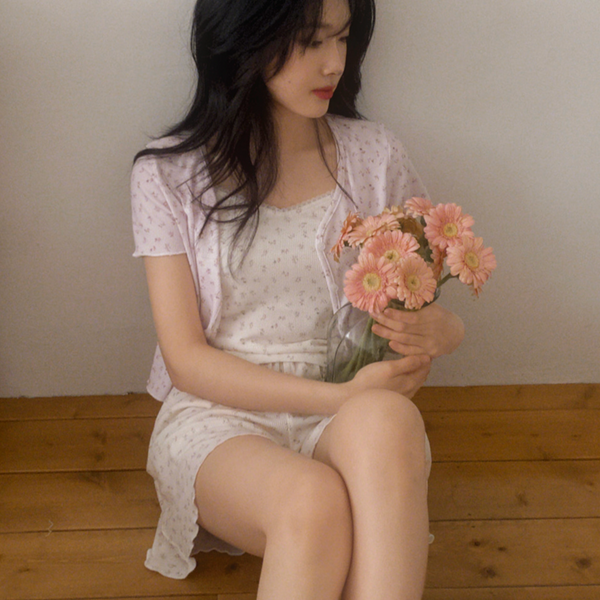 [Juuneedu] Sopty Flower Short Sleeve Pyjama Set