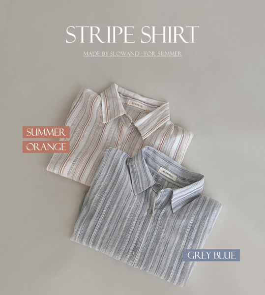 [SLOWAND] # SLOWMADE Natural Tone Stripe Summer Shirt