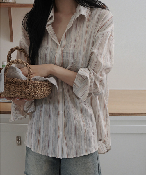 [SLOWAND] # SLOWMADE Natural Tone Stripe Summer Shirt