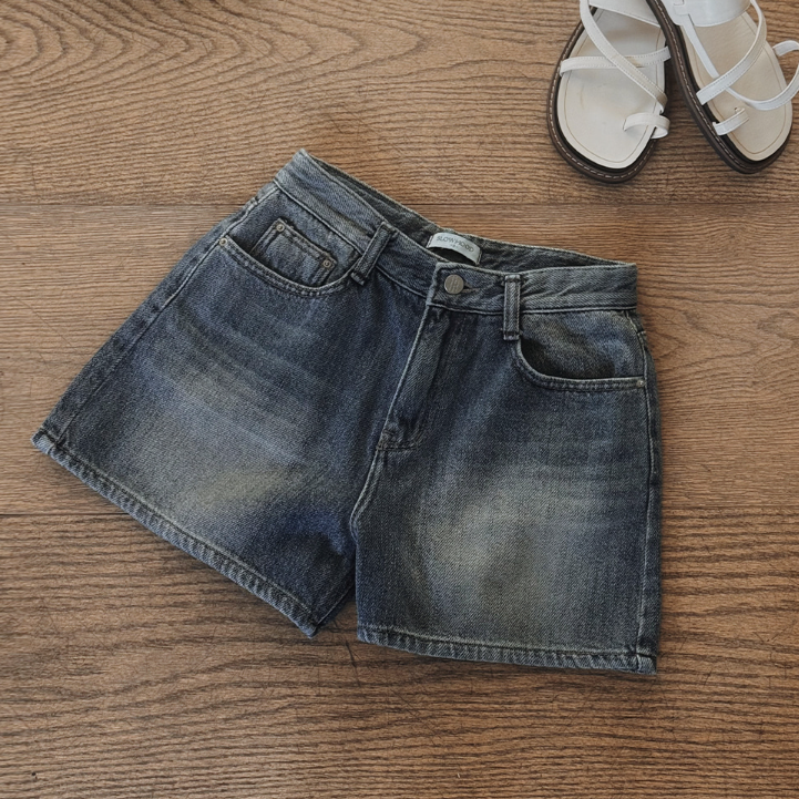 [SLOWAND] # SLOWMADE Earl Grey Vintage Washing Denim Shorts