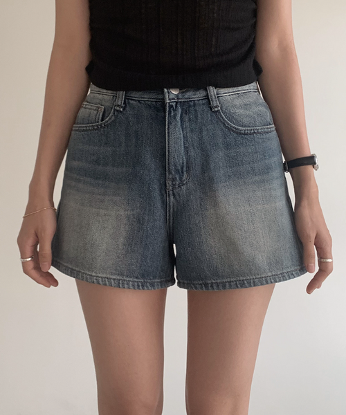 [SLOWAND] # SLOWMADE Earl Grey Vintage Washing Denim Shorts