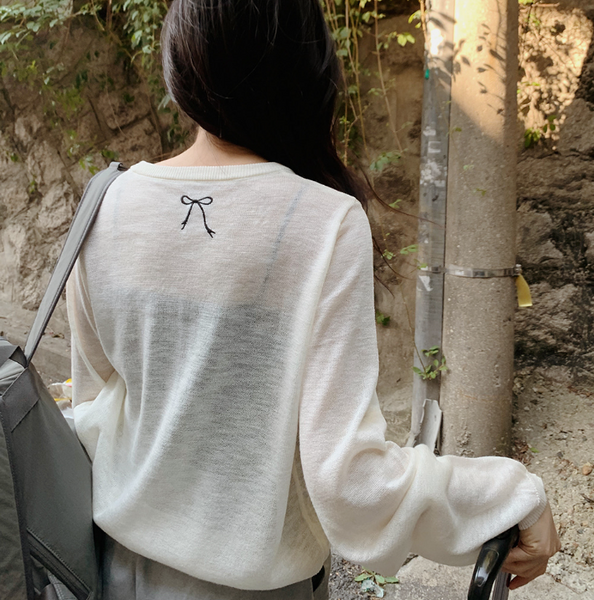 [SLOWAND] Ribbon Summer Embroidered Cardigan