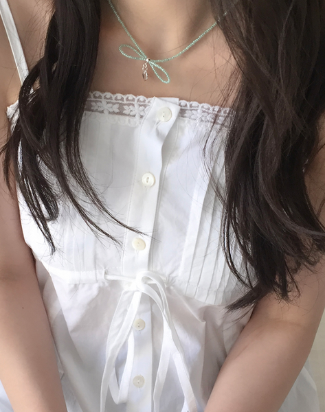 [moat] Ribbon Beads Necklace (Silver925)