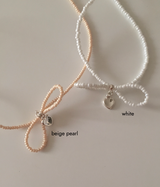 [moat] Ribbon Beads Necklace (Silver925)