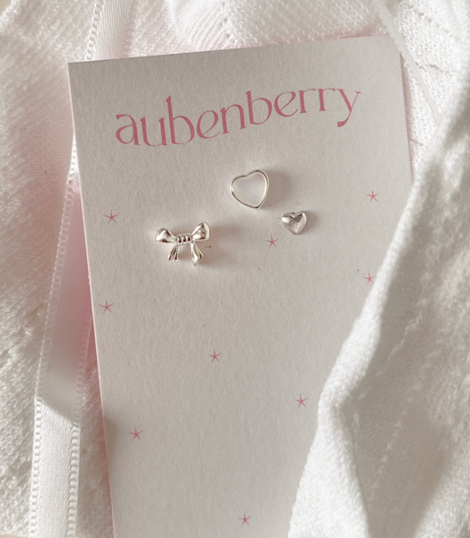 [aube n berry] 925Silver Mine Ribbon Heart Piercing Set