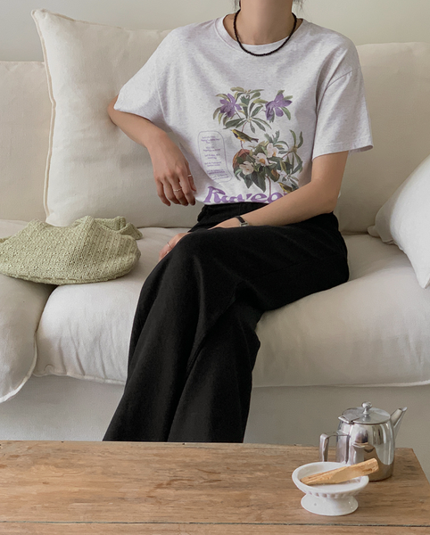 [FROM HEAD TO TOE] *Love From* Lavender Digital Printed Short-Sleeved T-shirt