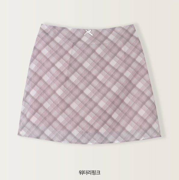 [SLOWAND] Glow Watery Check Skirt