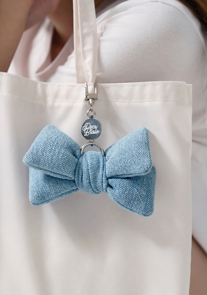 [PVCS] PVCS x Bloomingtale Ribbon Denim Keyring (Light Blue Denim)