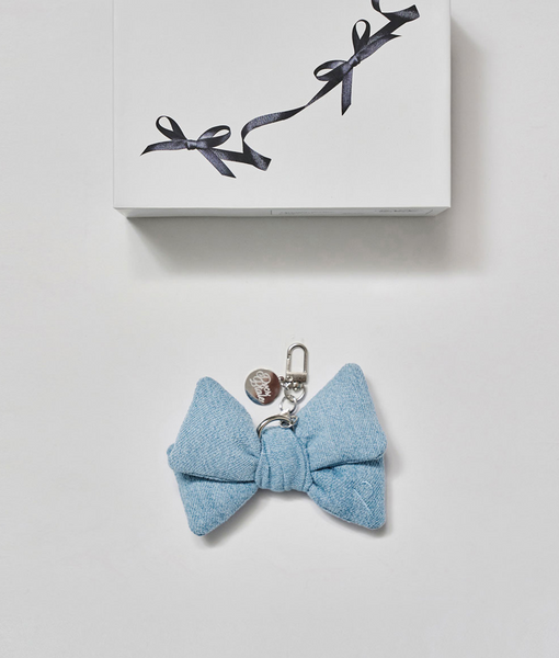 [PVCS] PVCS x Bloomingtale Ribbon Denim Keyring (Light Blue Denim)