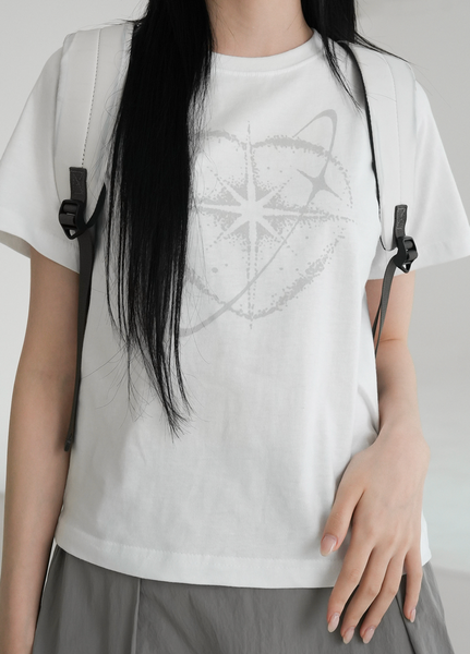 [BINARY01] Planet Heart Print T-Shirt