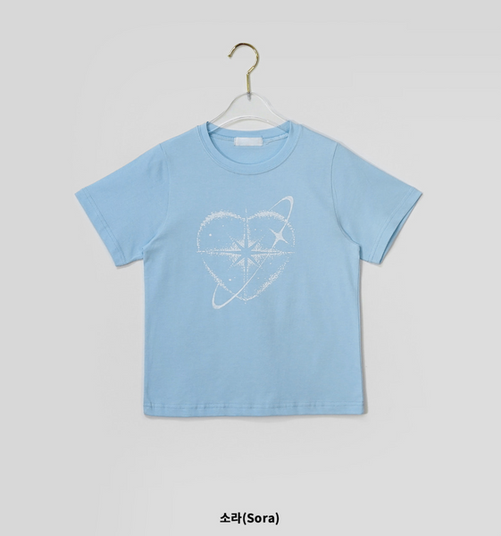 [BINARY01] Planet Heart Print T-Shirt