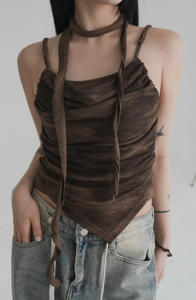 [BINARY01] Rousseau Shirring Sleeveless Shirt (Muffler Set)