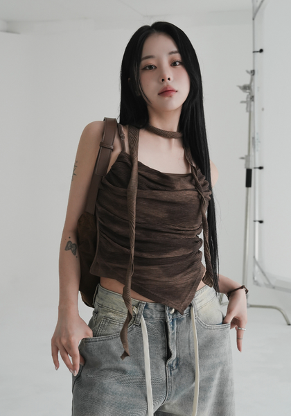 [BINARY01] Rousseau Shirring Sleeveless Shirt (Muffler Set)