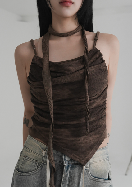 [BINARY01] Rousseau Shirring Sleeveless Shirt (Muffler Set)