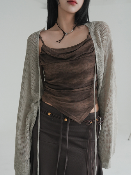 [BINARY01] Rousseau Shirring Sleeveless Shirt (Muffler Set)