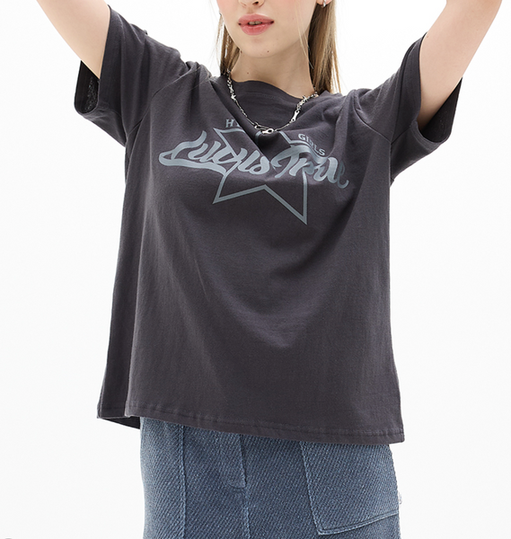 [LUVISTRUE] DN STAR LOGO TEE (CHARCOAL)